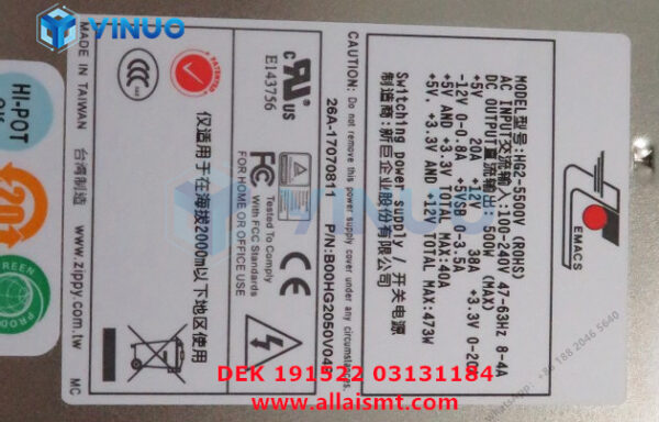 191522 03131184 DEK PC POWER SUPPLY ROHS